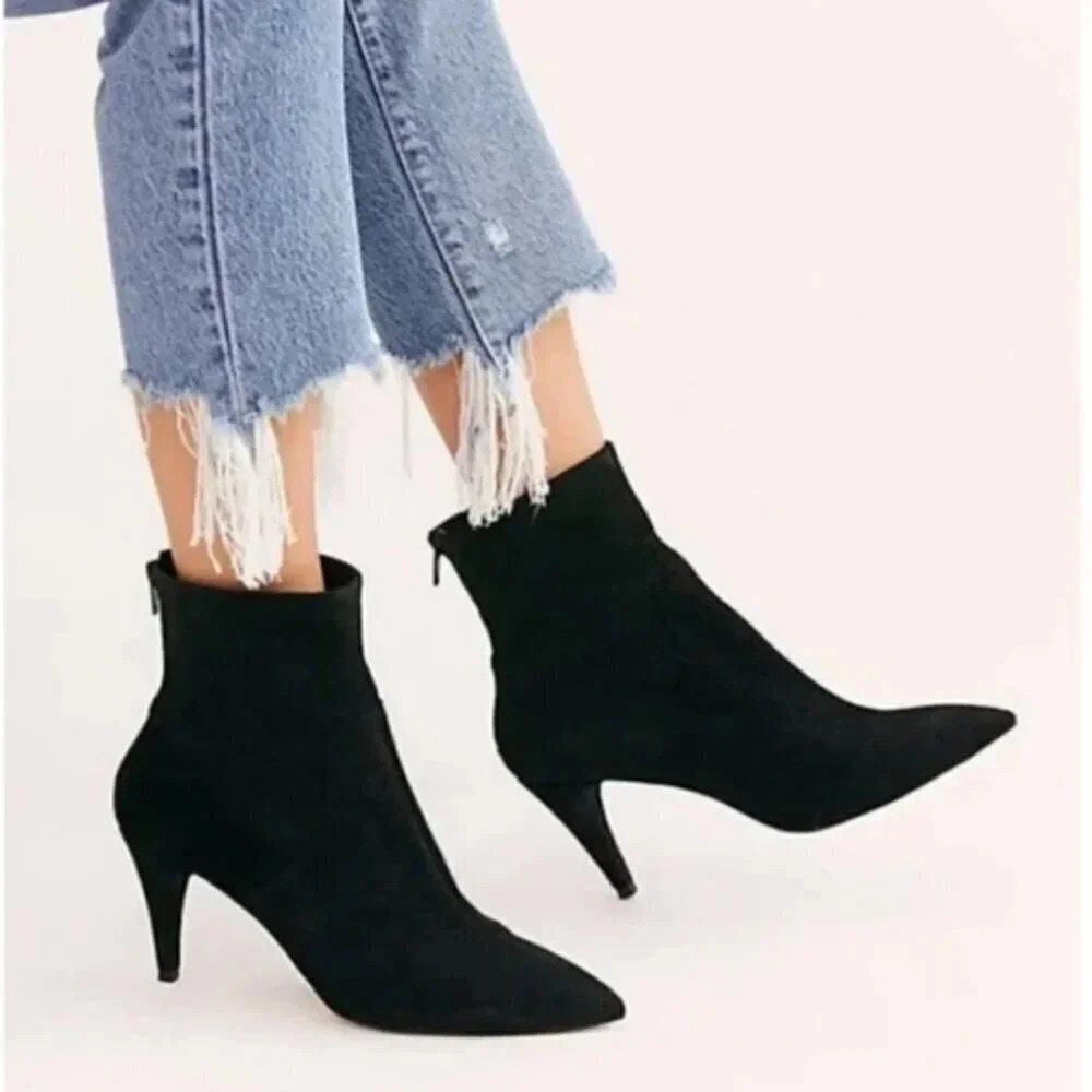 Free People Willa Leather Ankle Witchcore Booties Boots Snake Embossed Black 36